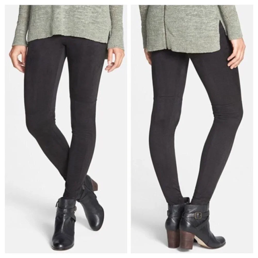 NWT Utopia by HUE Black Suede Skimmer High Waist Leggings size Medium NEW